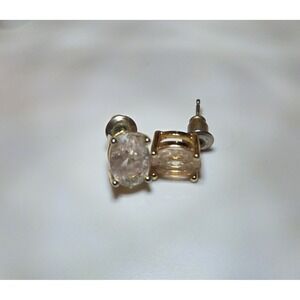 Sterling Silver & Crystal Stud Earrings 925 Gold Tone